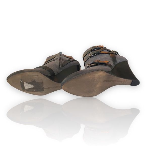 Rebecca Minkoff Maggie Gray Sueded Leather Belted Straps Booties - Picture 11 of 12